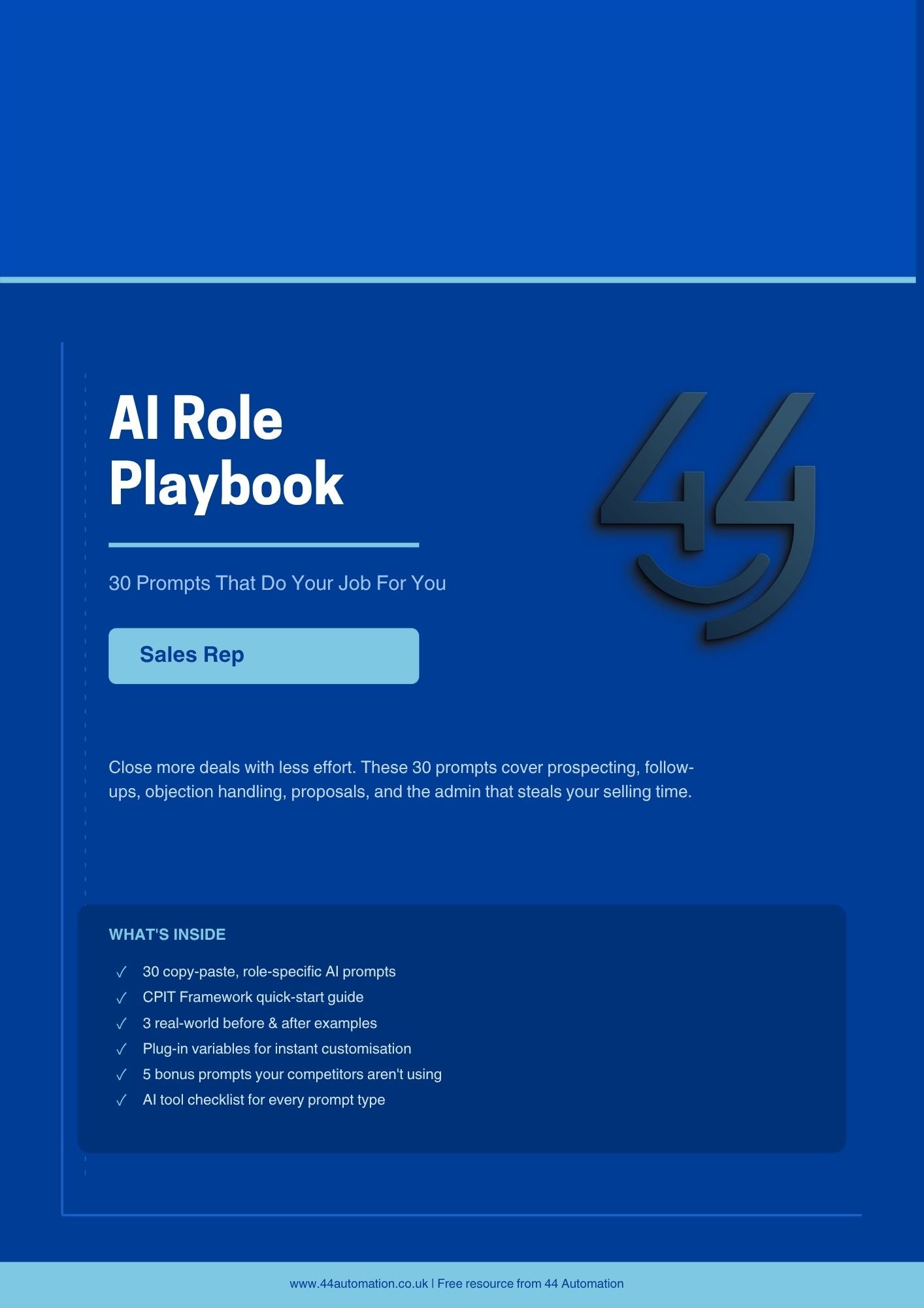 AI Role Playbook: Sales- 30 Copy-Paste AI Prompts That Give You Back 10 Hours a Week
